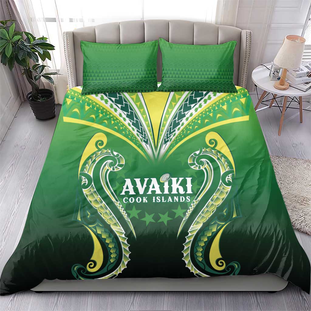 Rugby Cook Islands Avaiki Bedding Set Green Kuki Airani Tribal Maori Inspired - Polynesian Pride