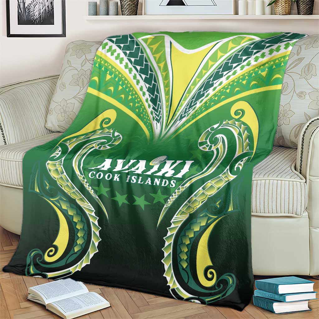 Rugby Cook Islands Avaiki Blanket Green Kuki Airani Tribal Maori Inspired - Polynesian Pride