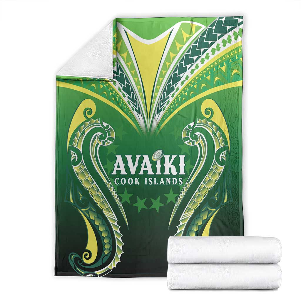 Rugby Cook Islands Avaiki Blanket Green Kuki Airani Tribal Maori Inspired - Polynesian Pride