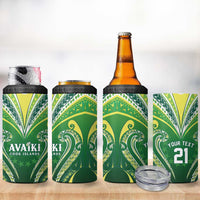 Custom Rugby Cook Islands Avaiki 4 in 1 Can Cooler Tumbler Green Kuki Airani Tribal Maori Inspired - Polynesian Pride