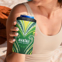 Custom Rugby Cook Islands Avaiki 4 in 1 Can Cooler Tumbler Green Kuki Airani Tribal Maori Inspired - Polynesian Pride