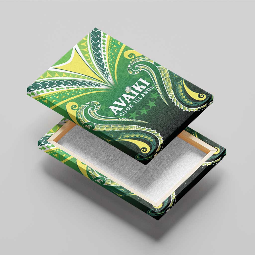 Rugby Cook Islands Avaiki Canvas Wall Art Green Kuki Airani Tribal Maori Inspired - Polynesian Pride