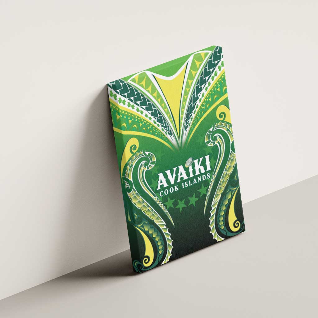 Rugby Cook Islands Avaiki Canvas Wall Art Green Kuki Airani Tribal Maori Inspired - Polynesian Pride