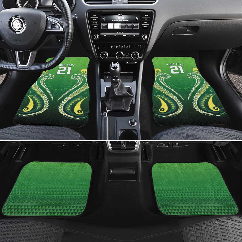 Custom Rugby Cook Islands Avaiki Car Mats Green Kuki Airani Tribal Maori Inspired - Polynesian Pride