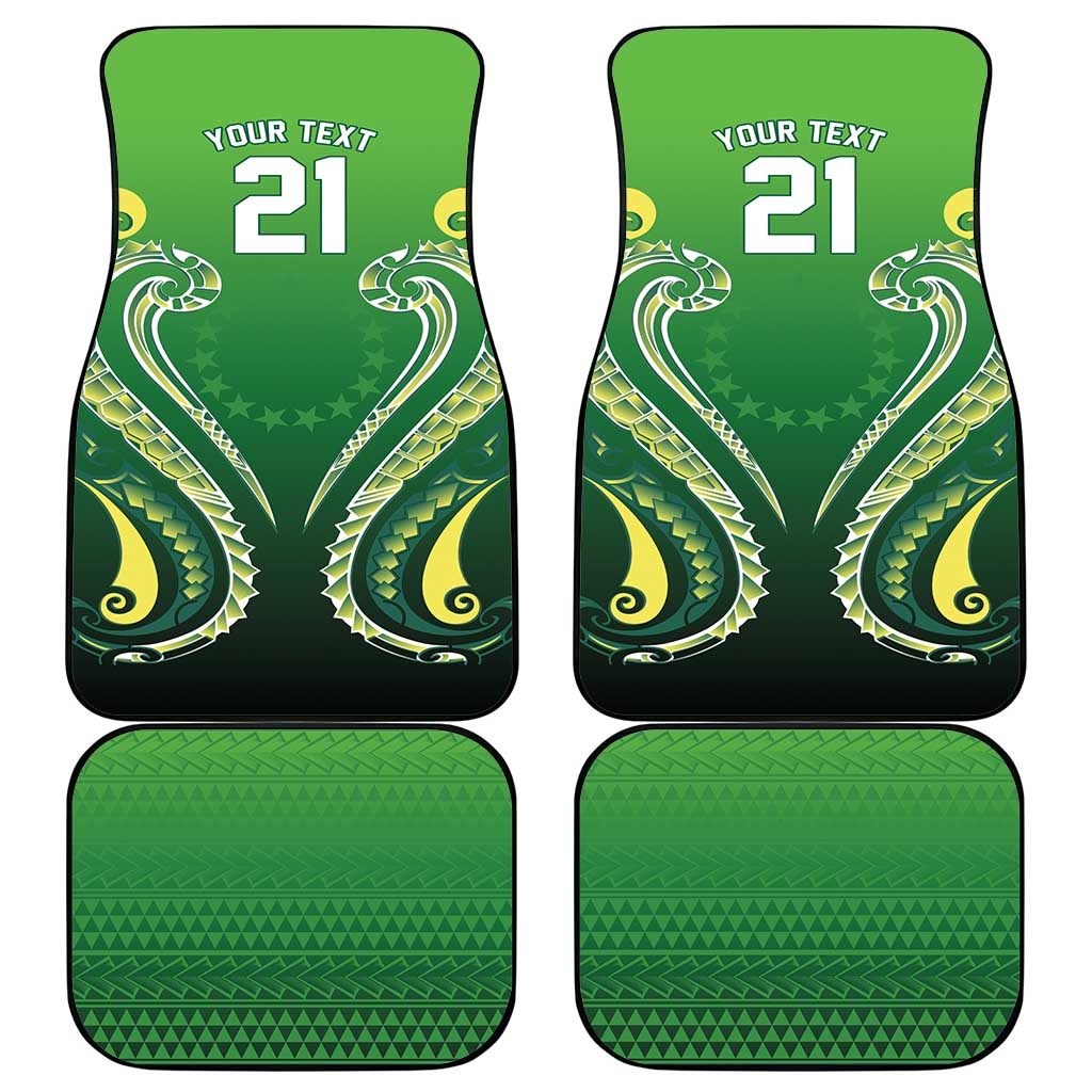 Custom Rugby Cook Islands Avaiki Car Mats Green Kuki Airani Tribal Maori Inspired - Polynesian Pride