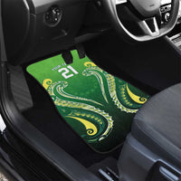 Custom Rugby Cook Islands Avaiki Car Mats Green Kuki Airani Tribal Maori Inspired - Polynesian Pride