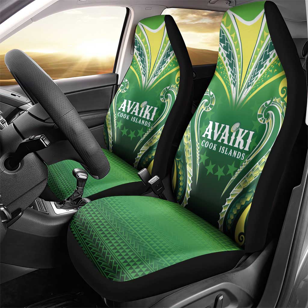 Rugby Cook Islands Avaiki Car Seat Cover Green Kuki Airani Tribal Maori Inspired - Polynesian Pride