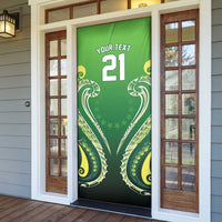 Custom Rugby Cook Islands Avaiki Door Cover Green Kuki Airani Tribal Maori Inspired - Polynesian Pride