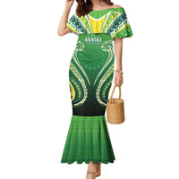 Custom Rugby Cook Islands Avaiki Family Matching Mermaid Dress and Hawaiian Shirt Green Kuki Airani Tribal Maori Inspired - Polynesian Pride