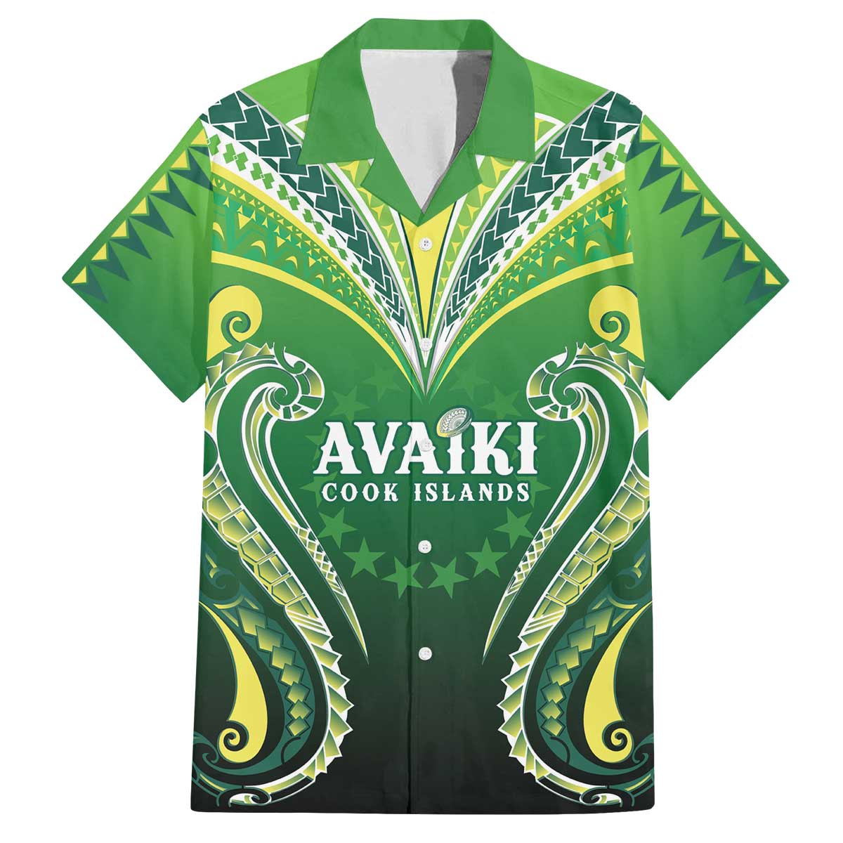 Custom Rugby Cook Islands Avaiki Family Matching Off The Shoulder Long Sleeve Dress and Hawaiian Shirt Green Kuki Airani Tribal Maori Inspired - Polynesian Pride