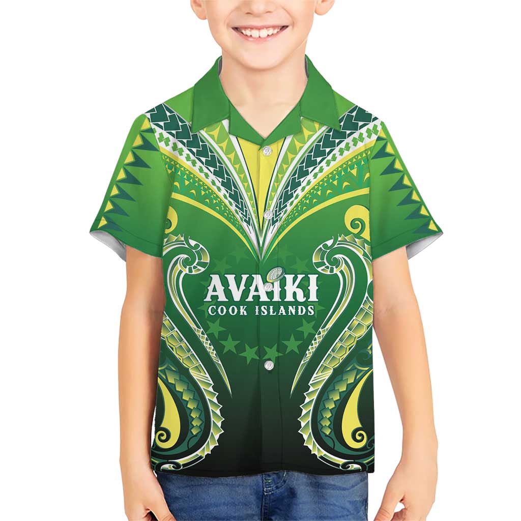 Custom Rugby Cook Islands Avaiki Family Matching Short Sleeve Bodycon Dress and Hawaiian Shirt Green Kuki Airani Tribal Maori Inspired - Polynesian Pride