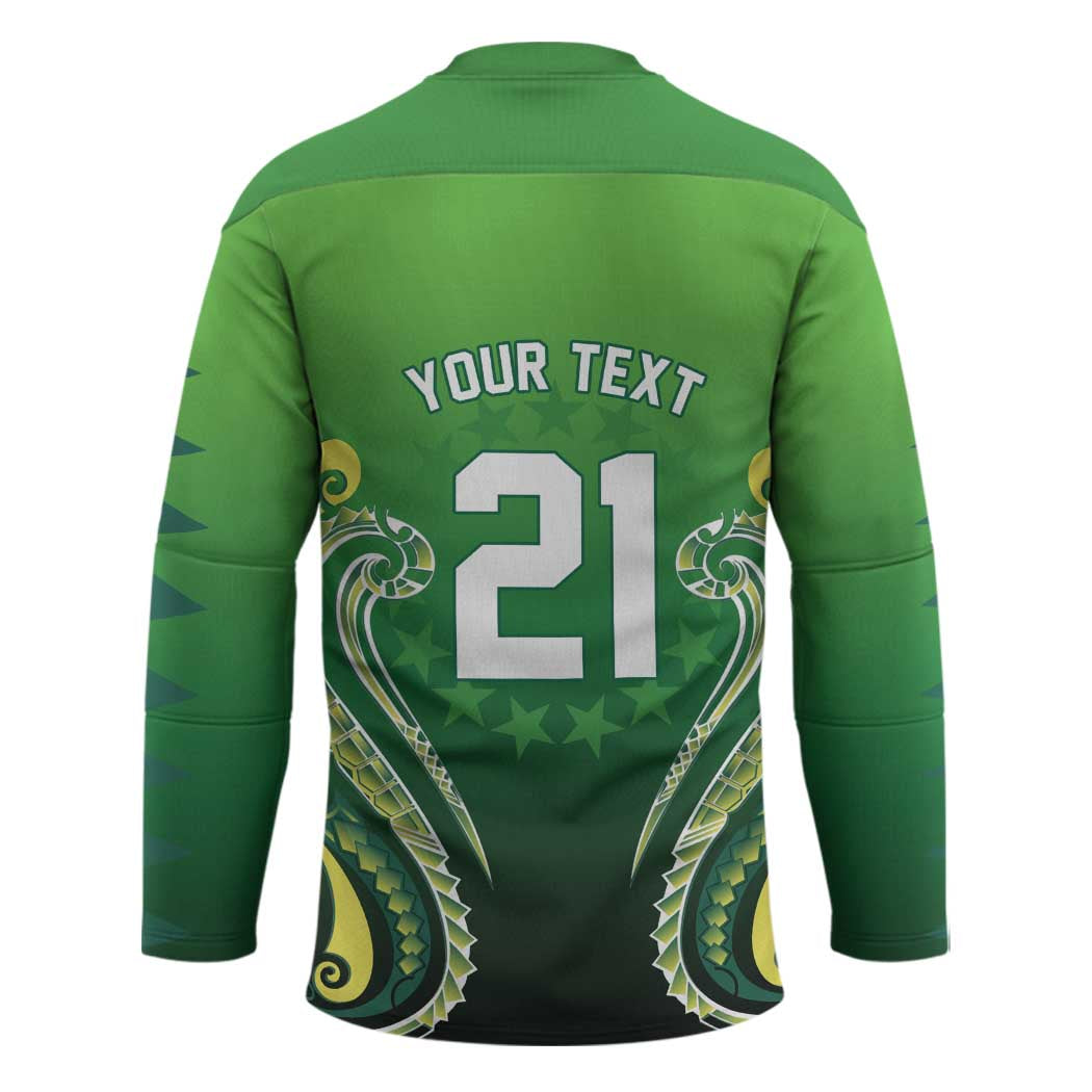 Custom Rugby Cook Islands Avaiki Hockey Jersey Green Kuki Airani Tribal Maori Inspired - Polynesian Pride