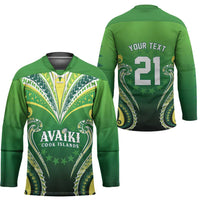 Custom Rugby Cook Islands Avaiki Hockey Jersey Green Kuki Airani Tribal Maori Inspired - Polynesian Pride