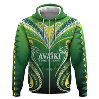Custom Rugby Cook Islands Avaiki Hoodie Green Kuki Airani Tribal Maori Inspired - Polynesian Pride