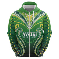 Custom Rugby Cook Islands Avaiki Hoodie Green Kuki Airani Tribal Maori Inspired - Polynesian Pride
