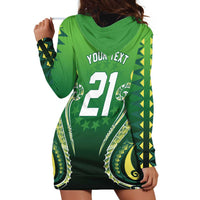Custom Rugby Cook Islands Avaiki Hoodie Dress Green Kuki Airani Tribal Maori Inspired - Polynesian Pride