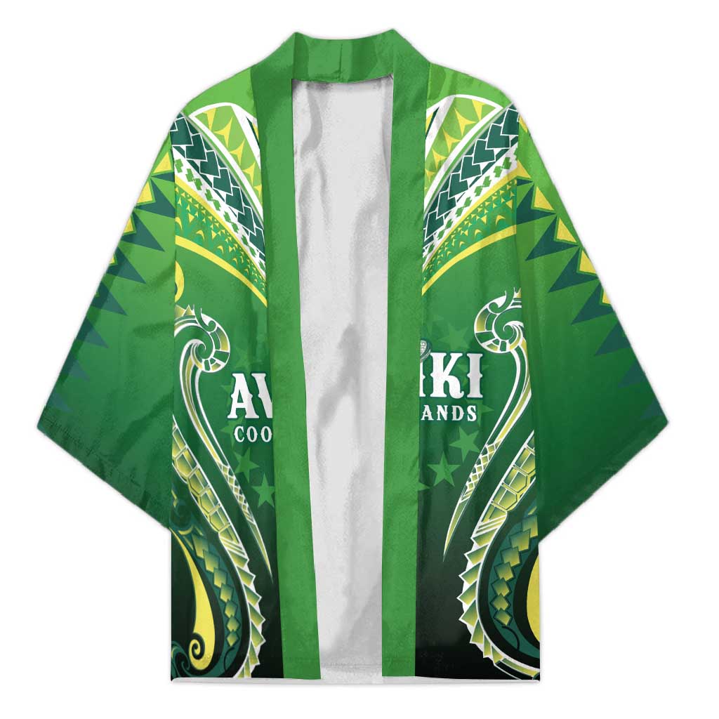 Custom Rugby Cook Islands Avaiki Kimono Green Kuki Airani Tribal Maori Inspired - Polynesian Pride