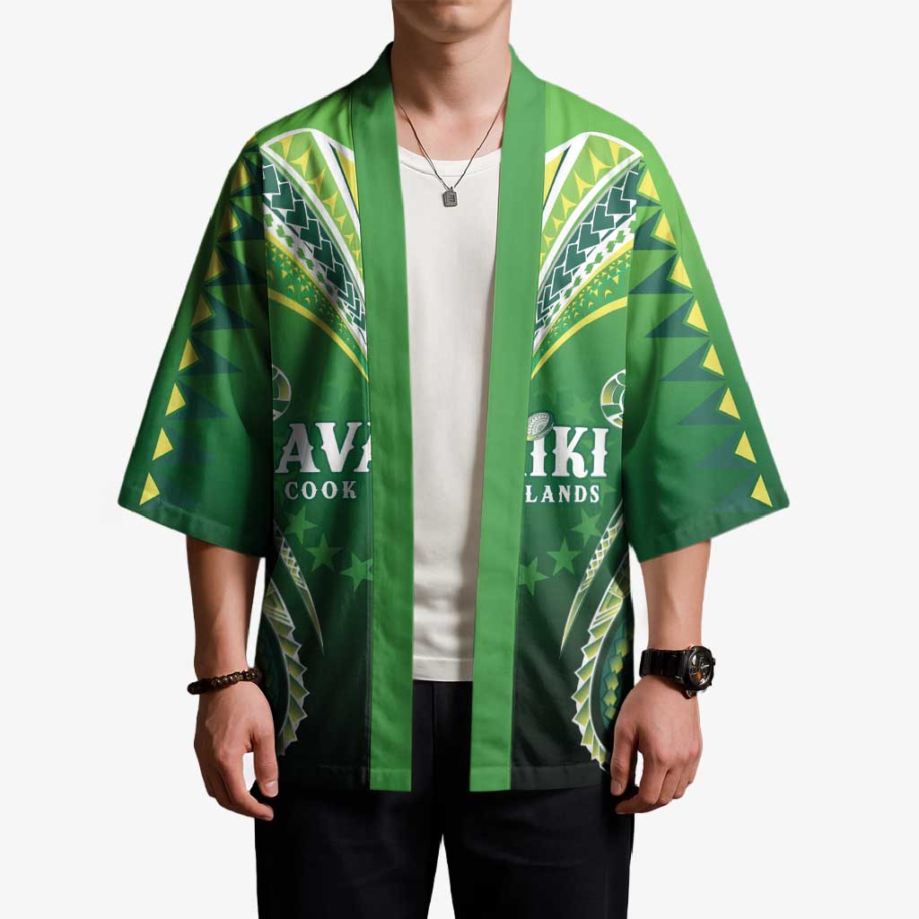 Custom Rugby Cook Islands Avaiki Kimono Green Kuki Airani Tribal Maori Inspired - Polynesian Pride