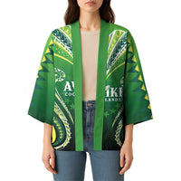 Custom Rugby Cook Islands Avaiki Kimono Green Kuki Airani Tribal Maori Inspired - Polynesian Pride