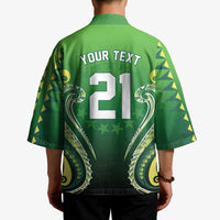 Custom Rugby Cook Islands Avaiki Kimono Green Kuki Airani Tribal Maori Inspired - Polynesian Pride