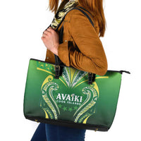 Rugby Cook Islands Avaiki Leather Tote Bag Green Kuki Airani Tribal Maori Inspired - Polynesian Pride