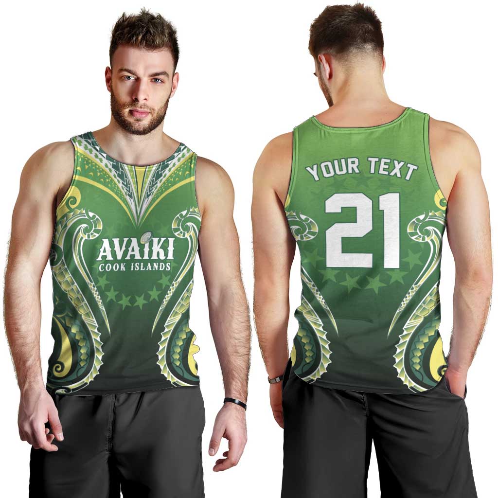 Custom Rugby Cook Islands Avaiki Men Tank Top Green Kuki Airani Tribal Maori Inspired - Polynesian Pride