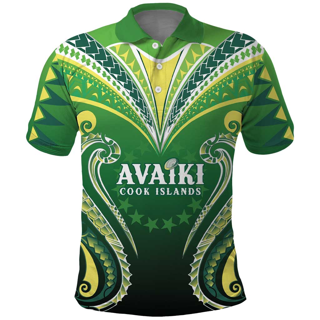 Custom Rugby Cook Islands Avaiki Polo Shirt Green Kuki Airani Tribal Maori Inspired - Polynesian Pride