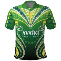 Custom Rugby Cook Islands Avaiki Polo Shirt Green Kuki Airani Tribal Maori Inspired - Polynesian Pride