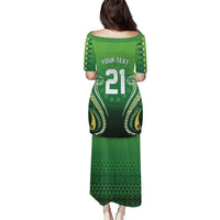 Custom Rugby Cook Islands Avaiki Puletasi Green Kuki Airani Tribal Maori Inspired - Polynesian Pride