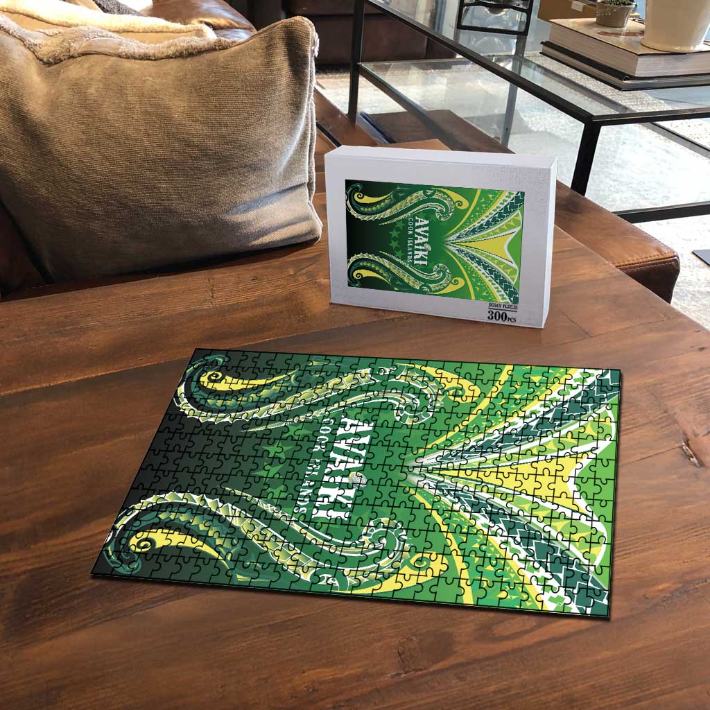 Rugby Cook Islands Avaiki Puzzle Green Kuki Airani Tribal Maori Inspired - Polynesian Pride