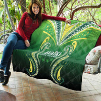 Rugby Cook Islands Avaiki Quilt Green Kuki Airani Tribal Maori Inspired - Polynesian Pride