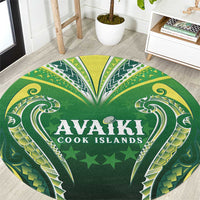 Rugby Cook Islands Avaiki Round Carpet Green Kuki Airani Tribal Maori Inspired - Polynesian Pride