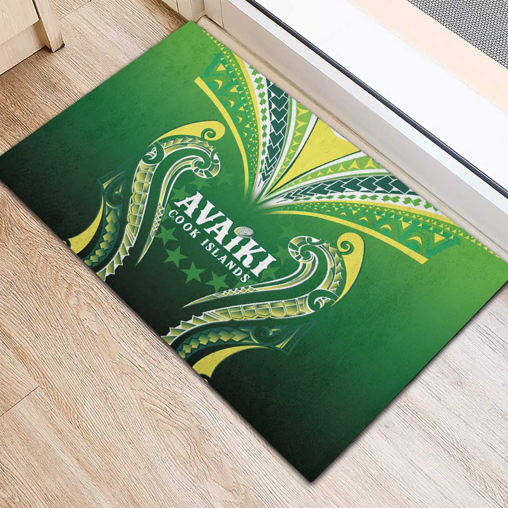 Rugby Cook Islands Avaiki Rubber Doormat Green Kuki Airani Tribal Maori Inspired - Polynesian Pride