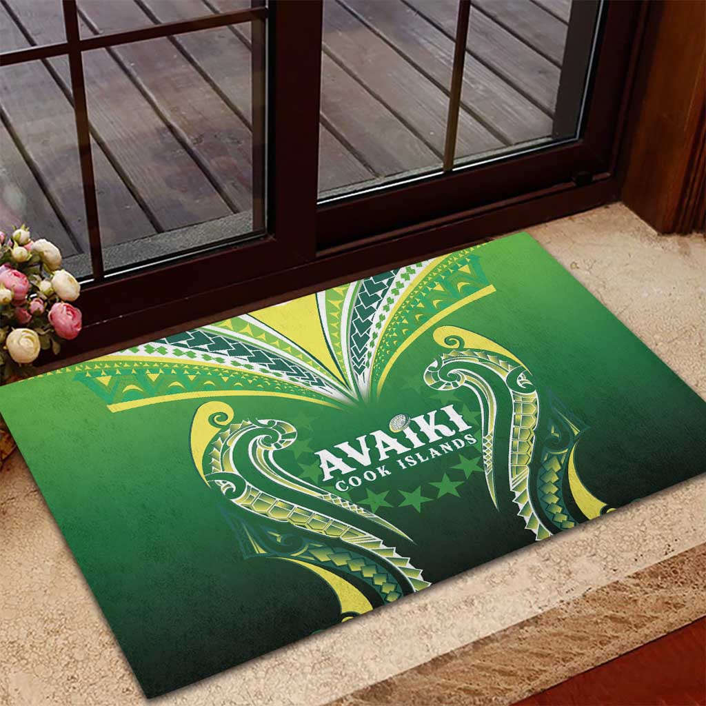 Rugby Cook Islands Avaiki Rubber Doormat Green Kuki Airani Tribal Maori Inspired - Polynesian Pride