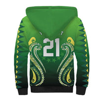 Custom Rugby Cook Islands Avaiki Sherpa Hoodie Green Kuki Airani Tribal Maori Inspired - Polynesian Pride