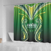 Rugby Cook Islands Avaiki Shower Curtain Green Kuki Airani Tribal Maori Inspired - Polynesian Pride