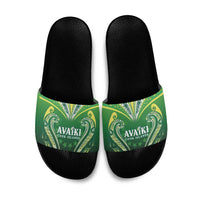 Rugby Cook Islands Avaiki Slide Sandals Green Kuki Airani Tribal Maori Inspired - Polynesian Pride