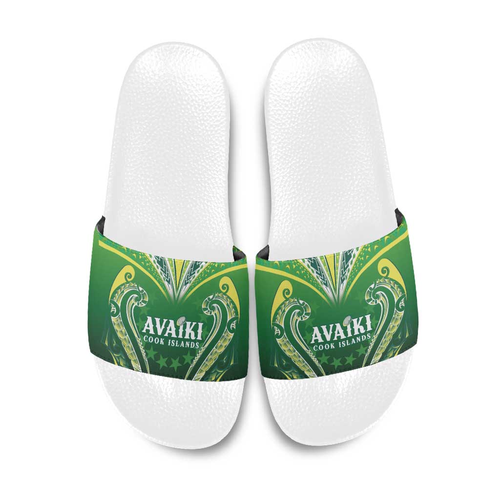 Rugby Cook Islands Avaiki Slide Sandals Green Kuki Airani Tribal Maori Inspired - Polynesian Pride