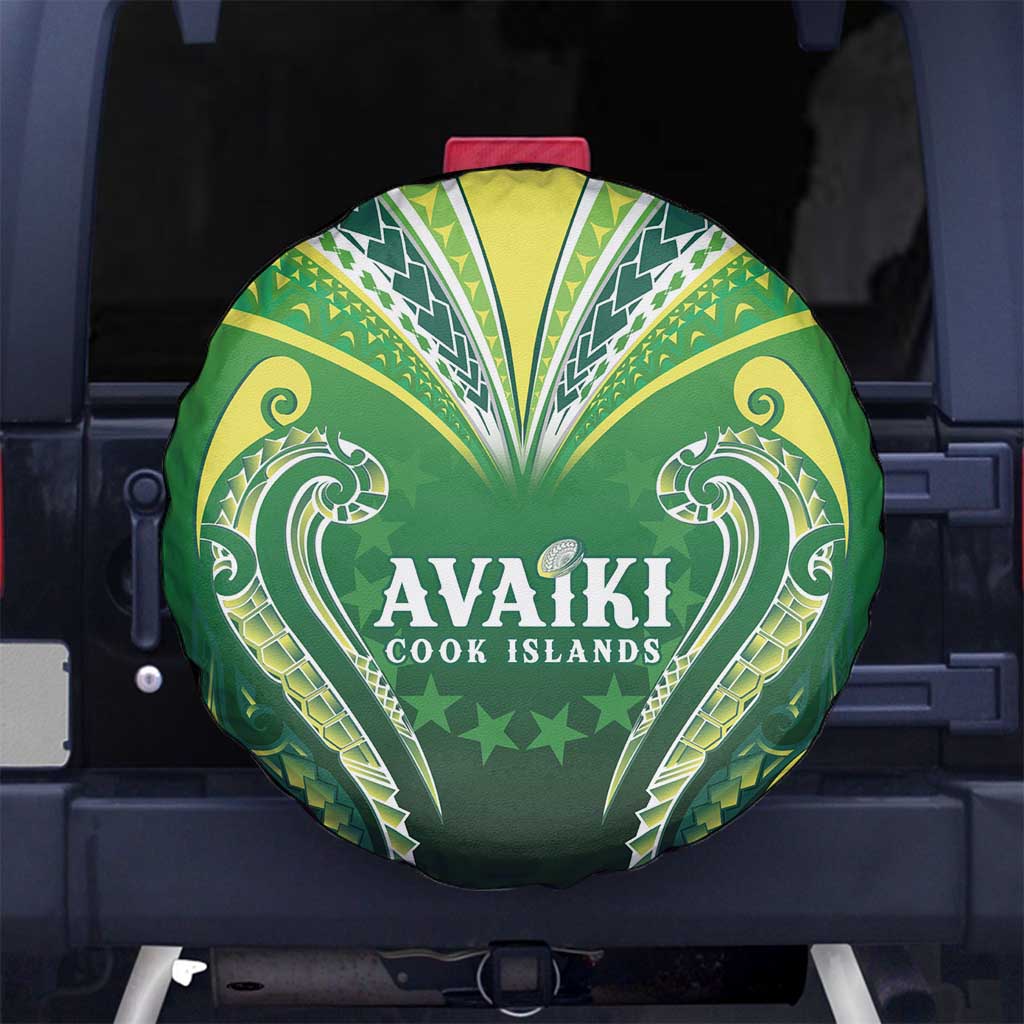 Rugby Cook Islands Avaiki Spare Tire Cover Green Kuki Airani Tribal Maori Inspired - Polynesian Pride