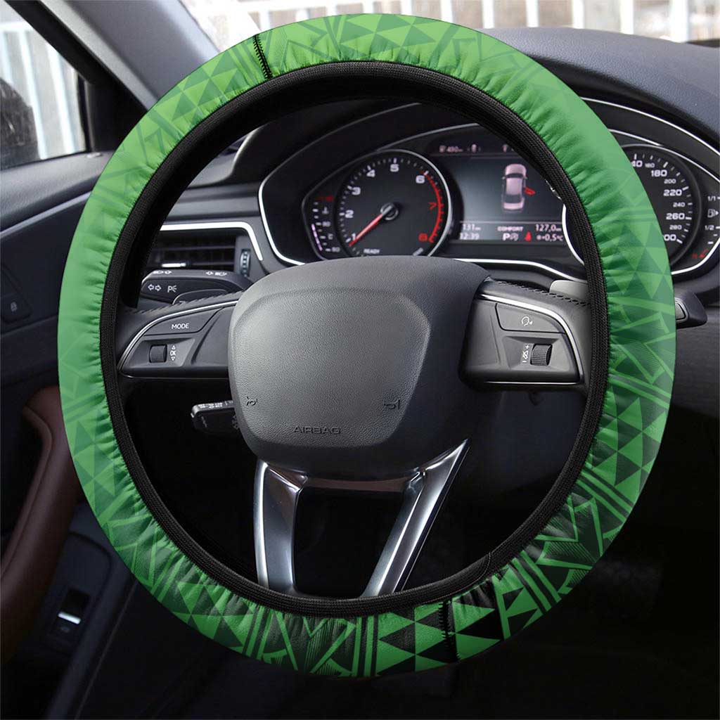 Rugby Cook Islands Avaiki Steering Wheel Cover Green Kuki Airani Tribal Maori Inspired - Polynesian Pride