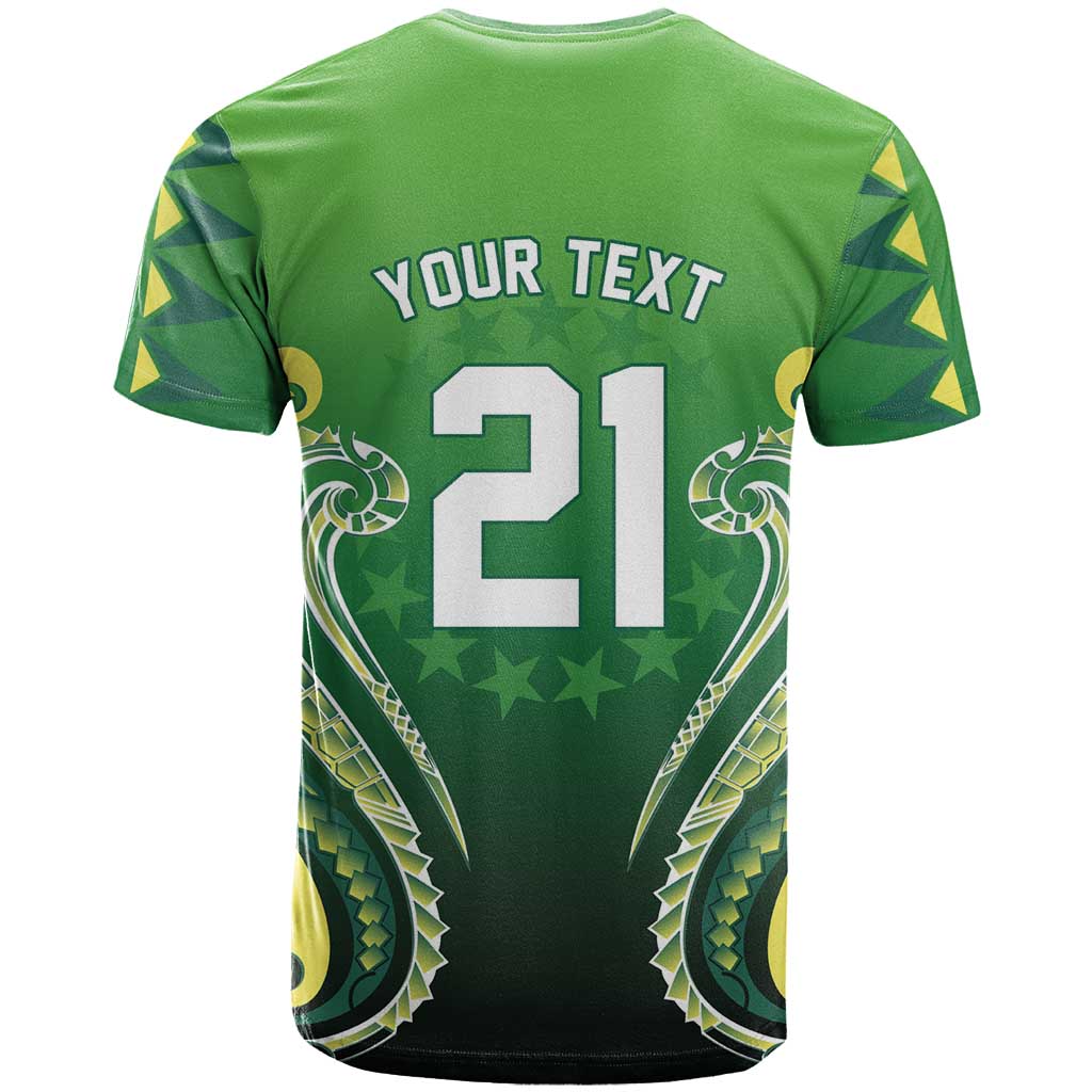 Custom Rugby Cook Islands Avaiki T Shirt Green Kuki Airani Tribal Maori Inspired - Polynesian Pride