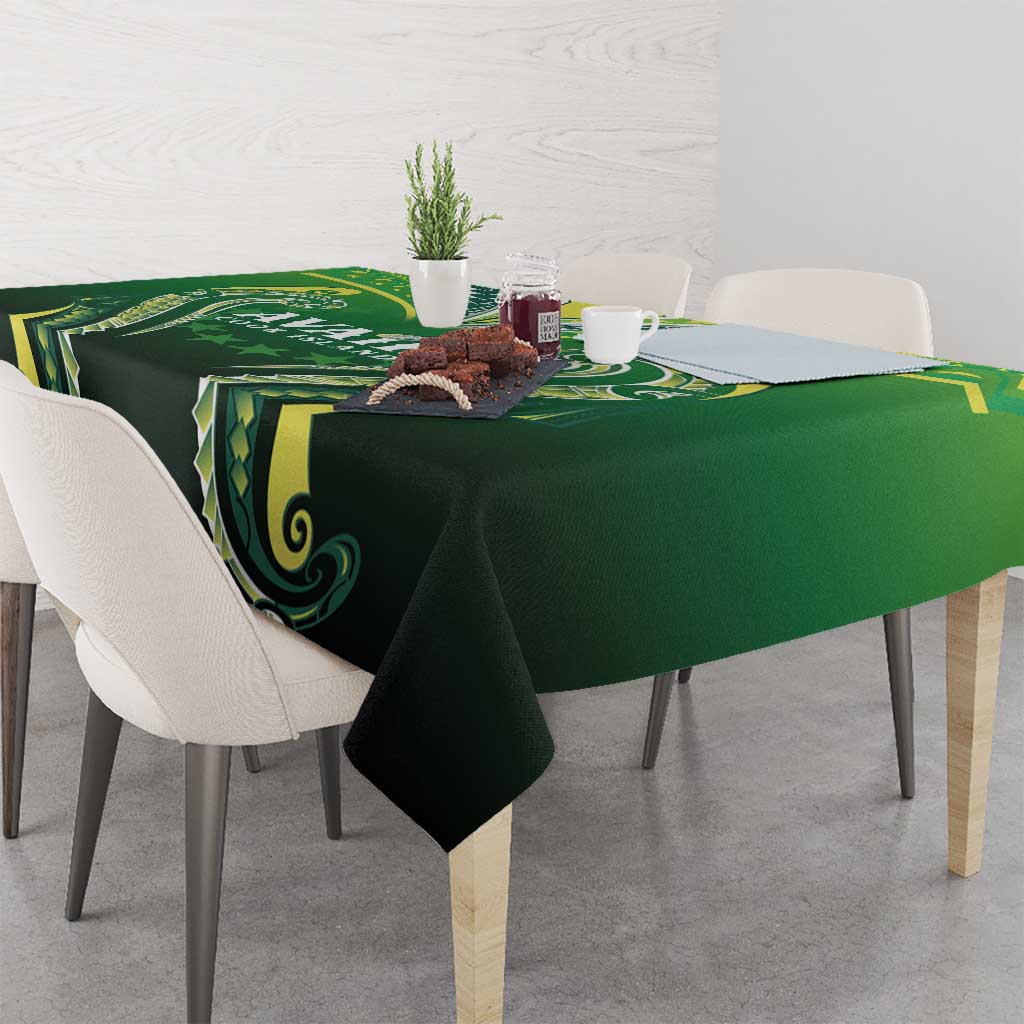 Rugby Cook Islands Avaiki Tablecloth Green Kuki Airani Tribal Maori Inspired - Polynesian Pride