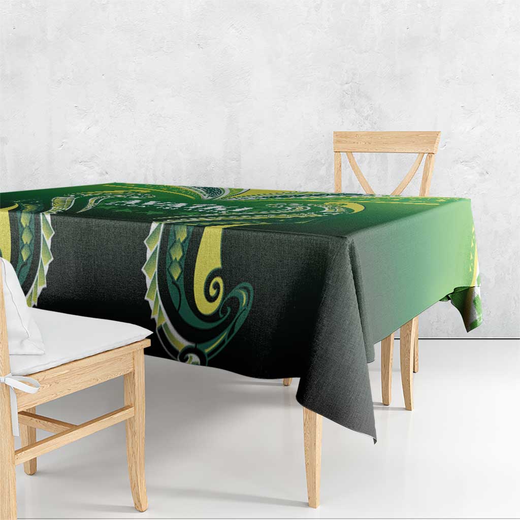 Rugby Cook Islands Avaiki Tablecloth Green Kuki Airani Tribal Maori Inspired - Polynesian Pride