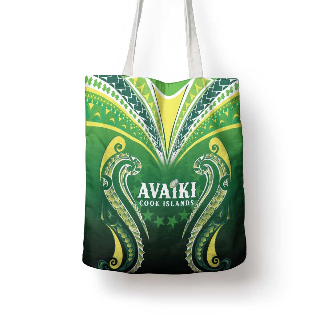 Rugby Cook Islands Avaiki Tote Bag Green Kuki Airani Tribal Maori Inspired - Polynesian Pride