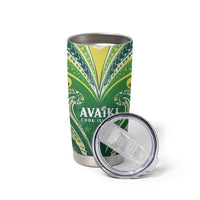Custom Rugby Cook Islands Avaiki Tumbler Cup Green Kuki Airani Tribal Maori Inspired - Polynesian Pride