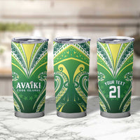 Custom Rugby Cook Islands Avaiki Tumbler Cup Green Kuki Airani Tribal Maori Inspired - Polynesian Pride