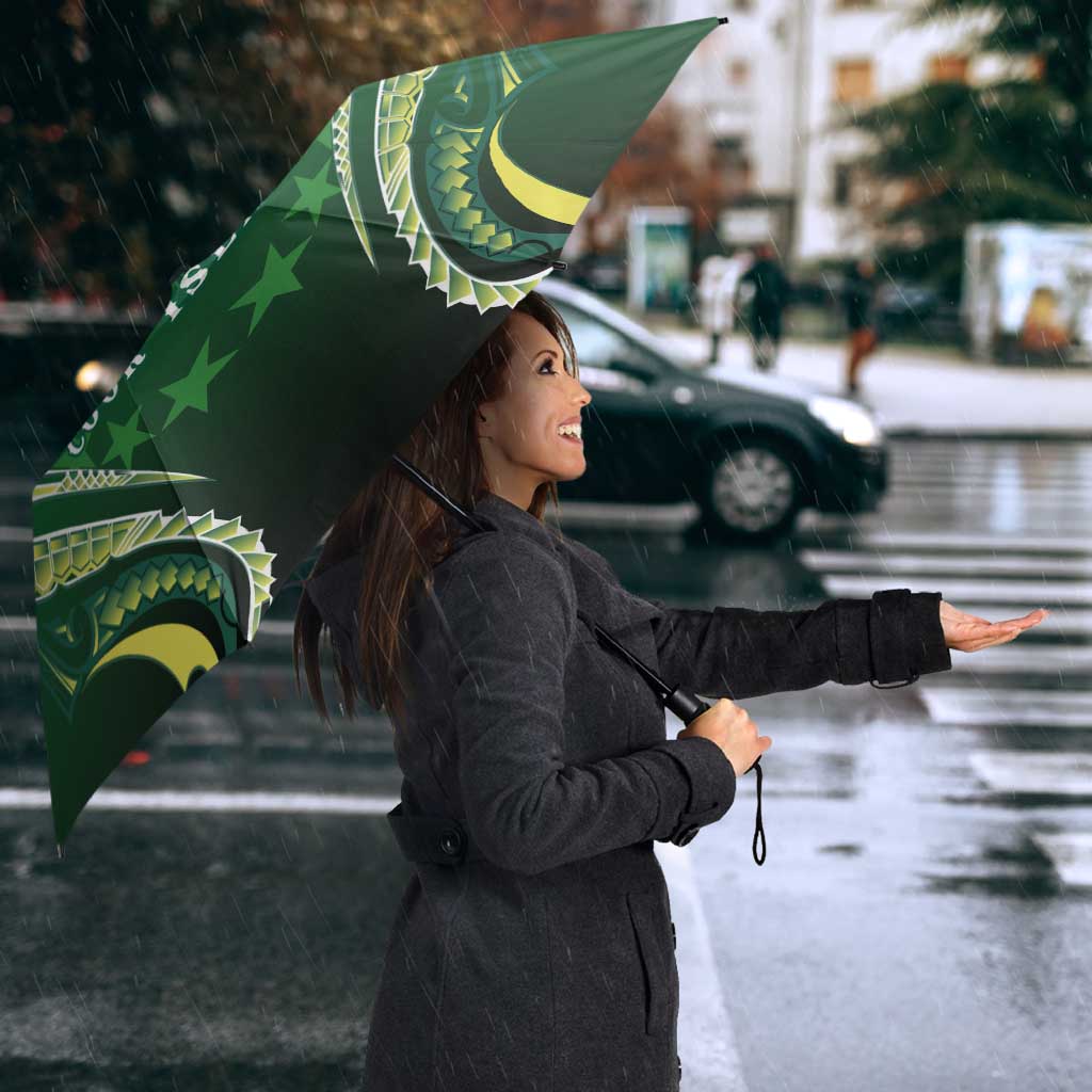 Rugby Cook Islands Avaiki Umbrella Green Kuki Airani Tribal Maori Inspired - Polynesian Pride