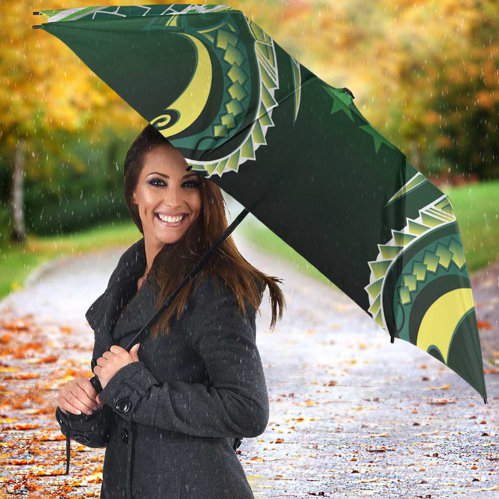 Rugby Cook Islands Avaiki Umbrella Green Kuki Airani Tribal Maori Inspired - Polynesian Pride