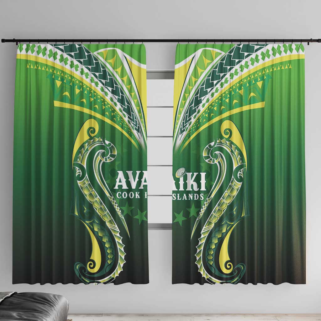 Rugby Cook Islands Avaiki Window Curtain Green Kuki Airani Tribal Maori Inspired - Polynesian Pride