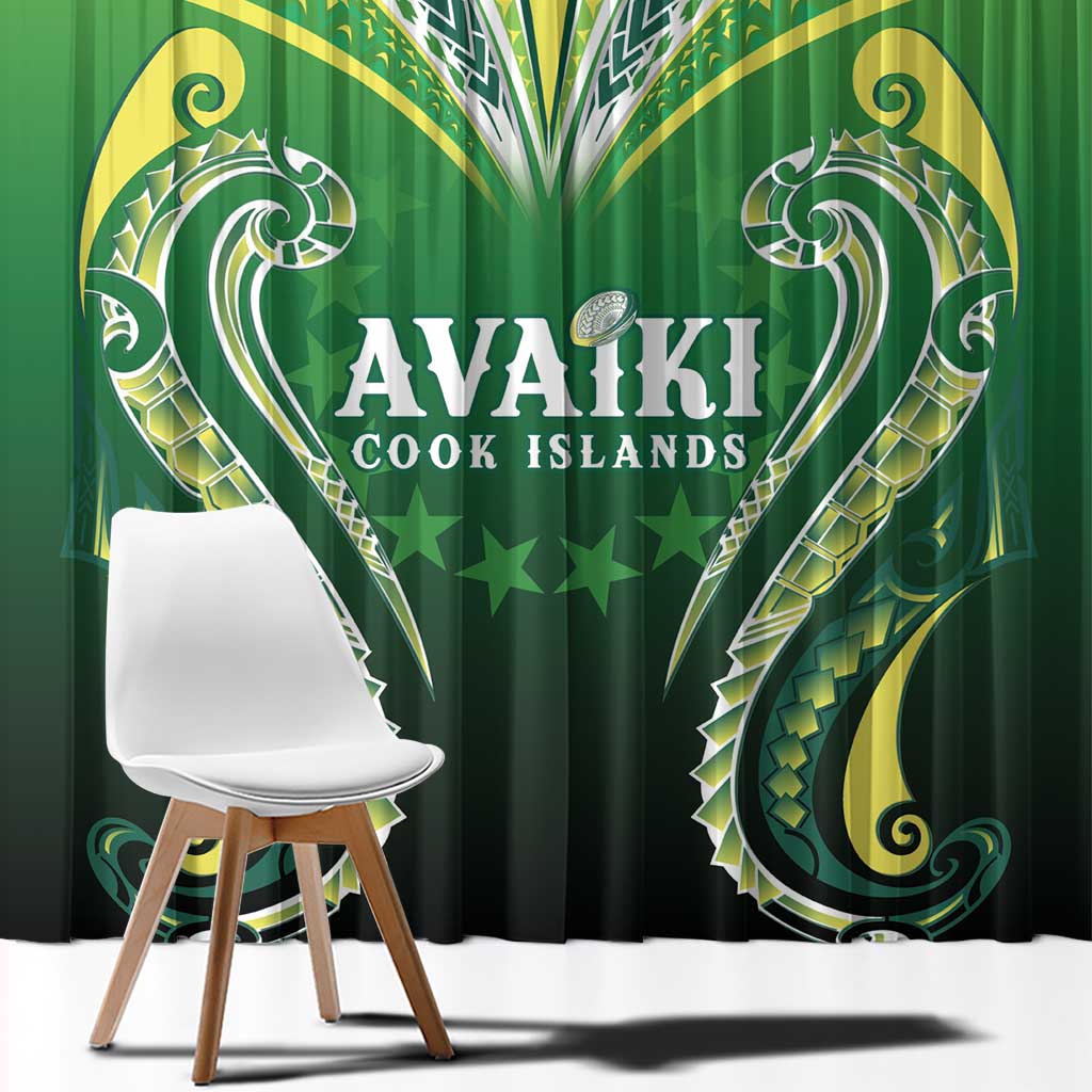 Rugby Cook Islands Avaiki Window Curtain Green Kuki Airani Tribal Maori Inspired - Polynesian Pride